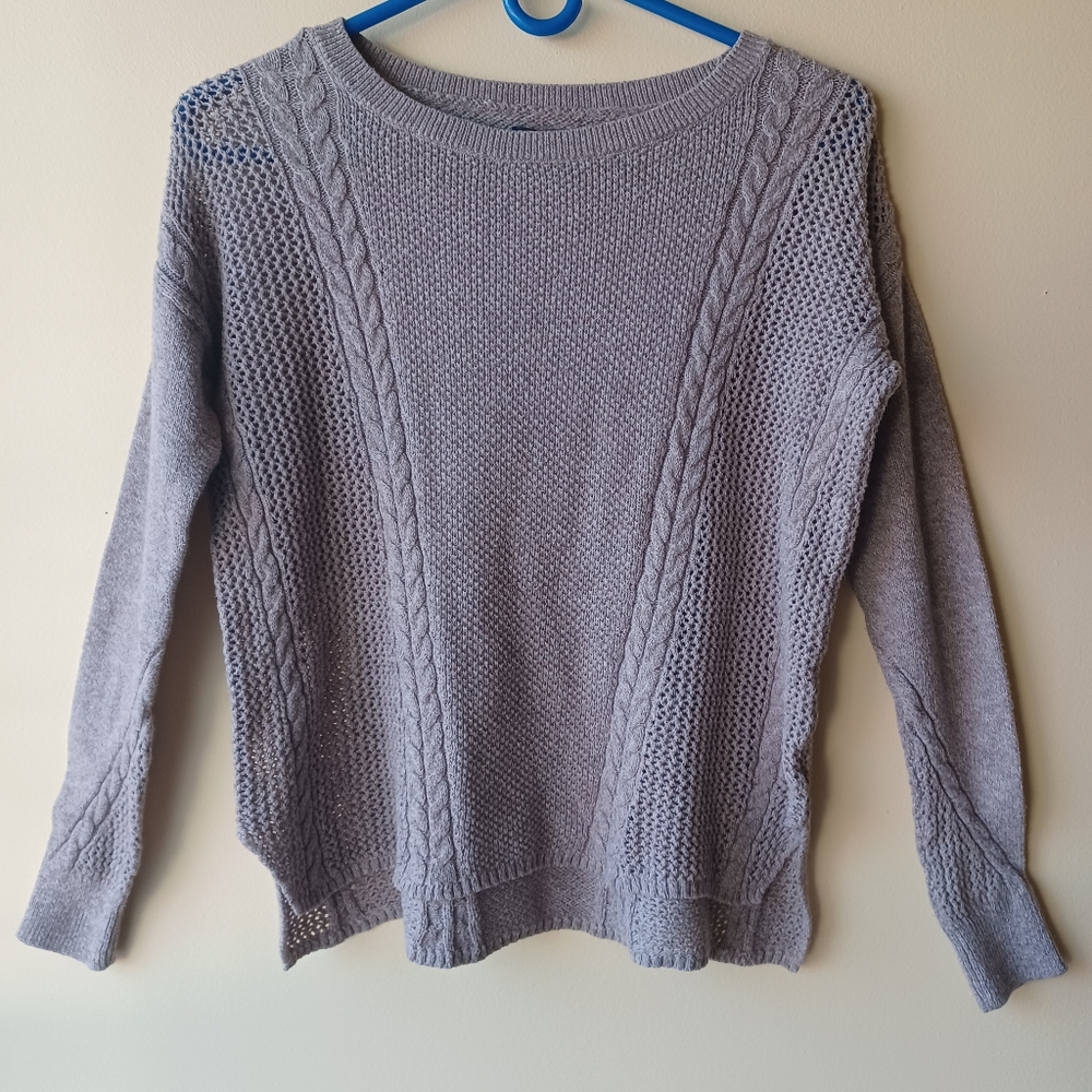 🦅 American Eagle 🦅 Cotton Wool Blend Cable Knit Sweater Taupe Size XS